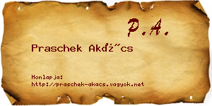 Praschek Akács névjegykártya
